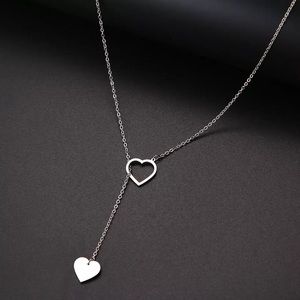 Long pendant heart shaped necklace minimalist
